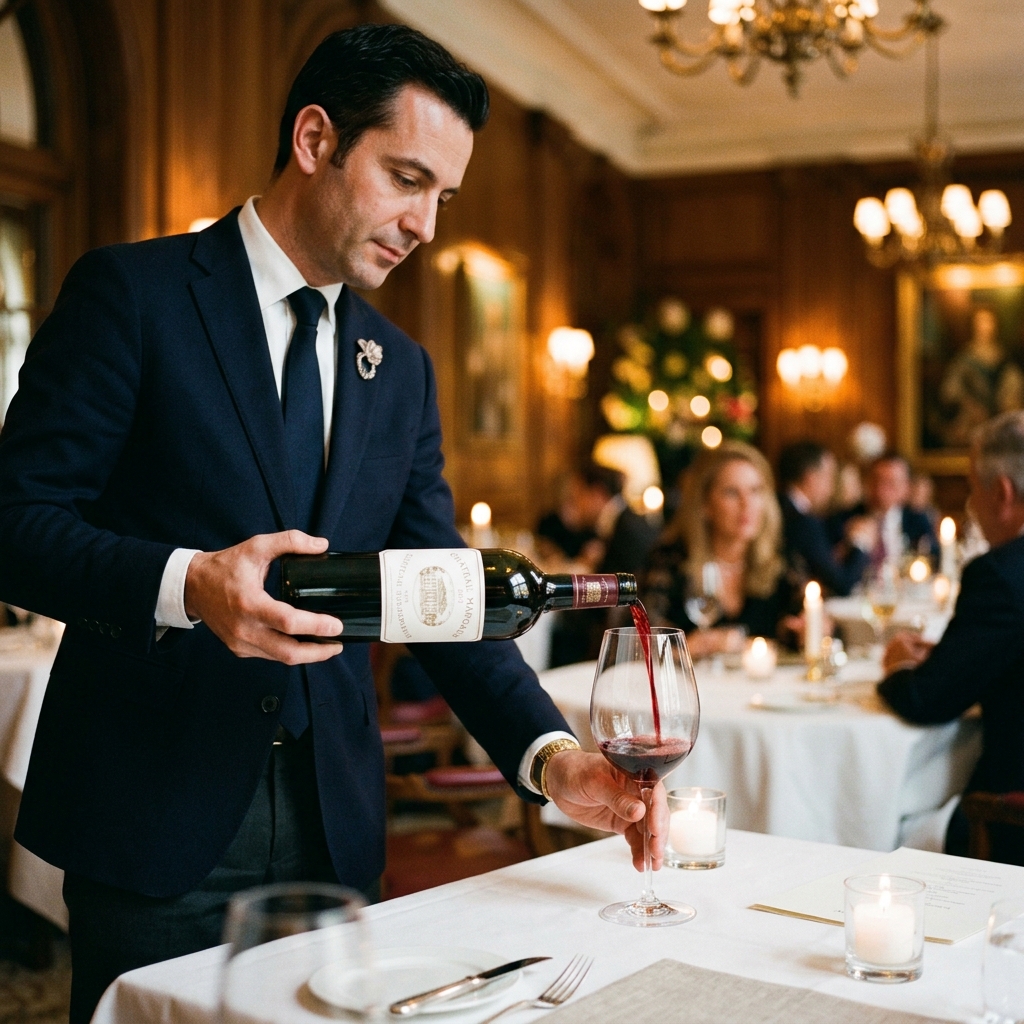 Sommelier pouring wine